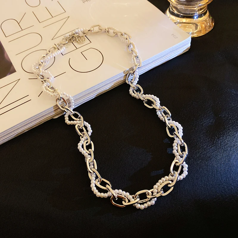 

fashion trendy pearl twist chain necklace jewelry