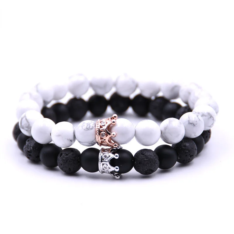 

Couple Bracelet Crown Bracelets for Women Charm Stone Beads Charmed Tiny Zircon Crown Bracelet, Picture shows