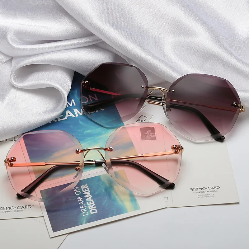 

SKYWAY Top Selling Frameless Polygon Women Sunglasses Wholesale Fashion Rimless Anti-UV Sun Glasses Lunette De Soleil Femme