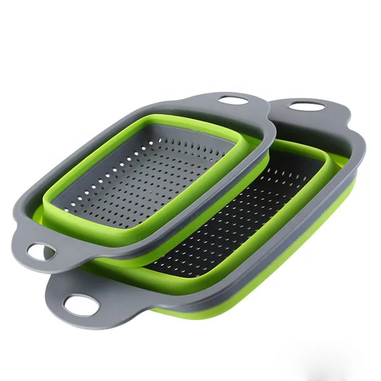 

Kitchen Tools Silicone Foldable Fruit Vegetable Washing Basket Strainer Dish Drainer Collapsible Colander