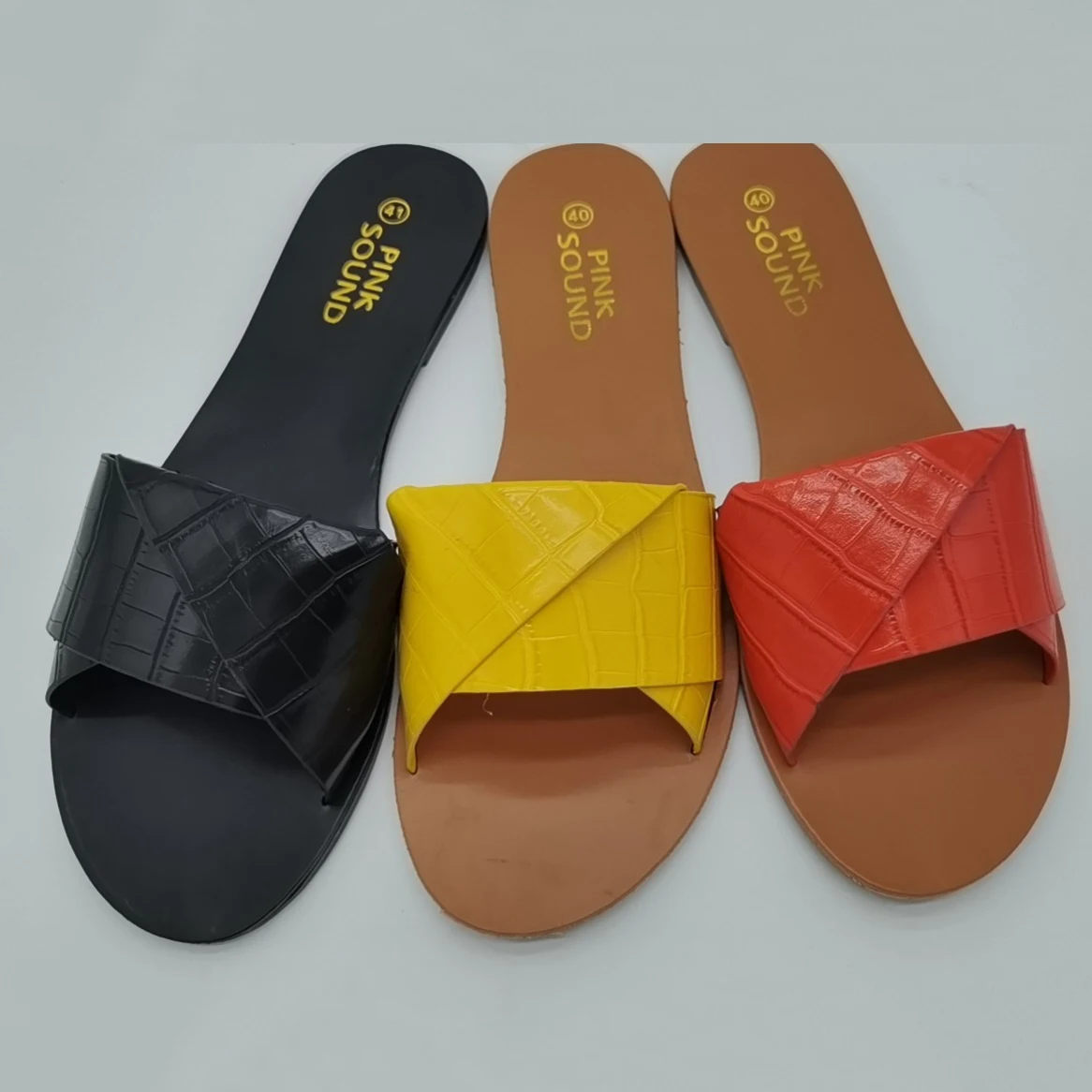 

Sandals shoes women 2020 leather sandals outdoor beach slippers slides woman sandals shoes summer flat, Yellow,black ,orange
