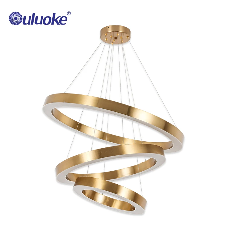 Ouluoke 3 Rings Round Acrylic Pendant Lamp Lighting Modern LED Hanging Lights Fixture