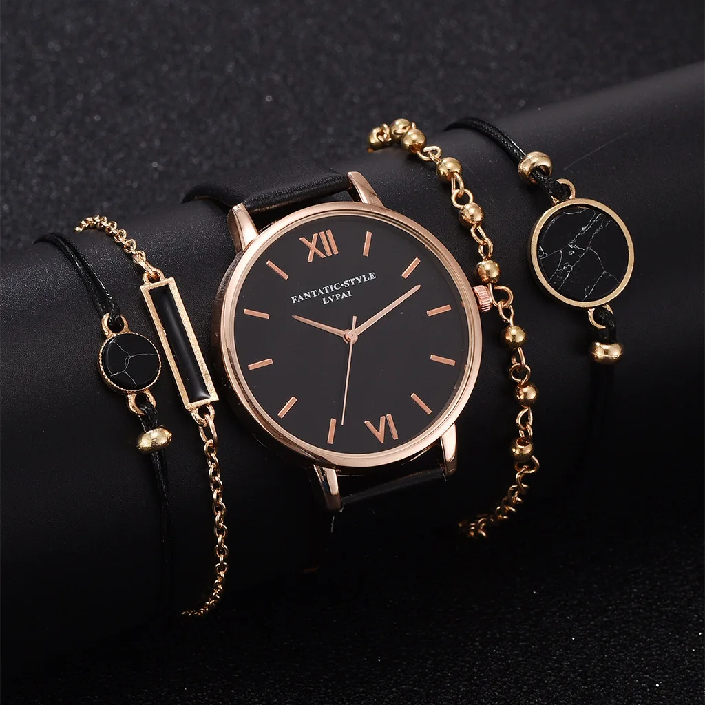 

4310 Dropshipping 2020 New Woman Quartz wristwatch Leather Ladies Bracelet Set Casual Watch Gift ForLadies, Rose gold, gold, silver,black,19 colors