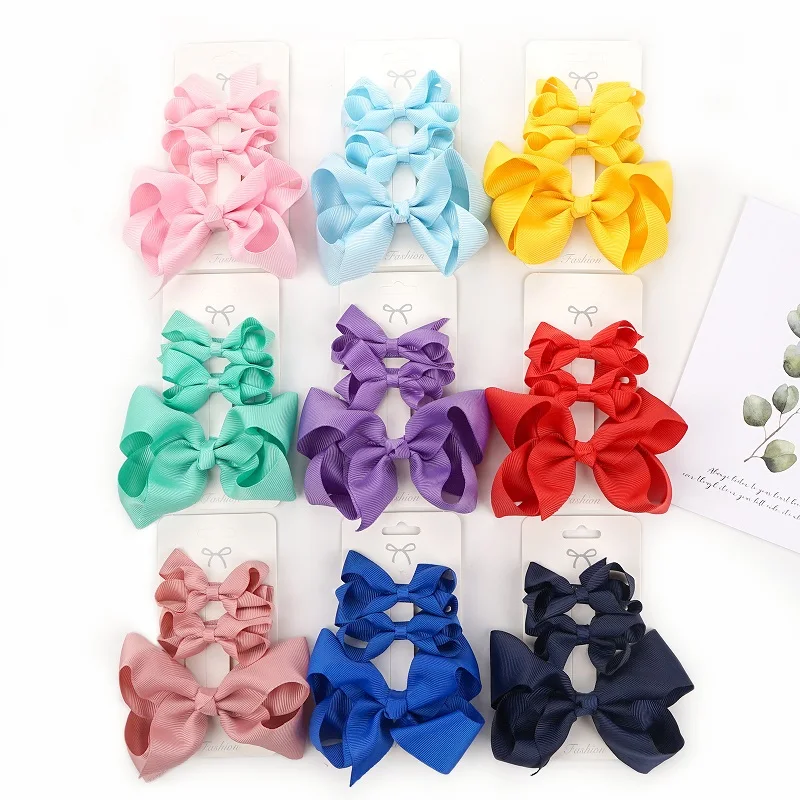 

MIO Solid Color 3pcs/ Set 4 Inch Big Bow Alligator Hair Pins For Kids Girls Children Cute Party Celebrating Decoration