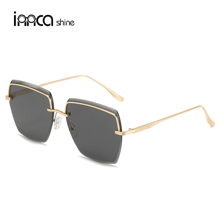 

New Arrival UV400 Fashion Oversized Sun Glasses Women Girls 2021 Popular Rimless Sunglasses