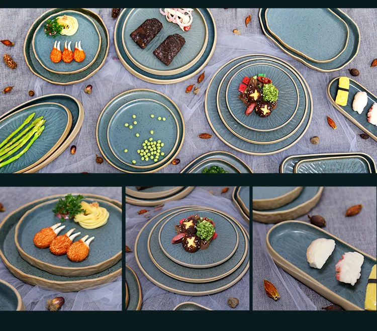 China dinnerware manufacturer ceramic sushi dessert terracotta plate japanese Korean restaurant plates sets dinnerware