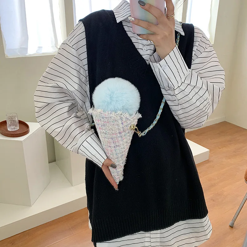 

Wholesale women Shoulder chain ice cream shape bag handbag, Colours