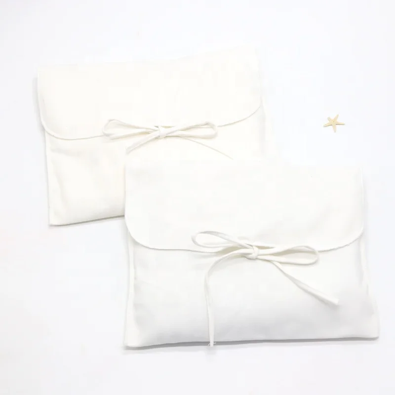 

Plain White Cotton Twill Cosmetic Packaging Bag Bow Knot Cotton Envelope Dust Bag For Gift Crafts, White, cream, black, gray, pink, green, red, blue, brown, etc