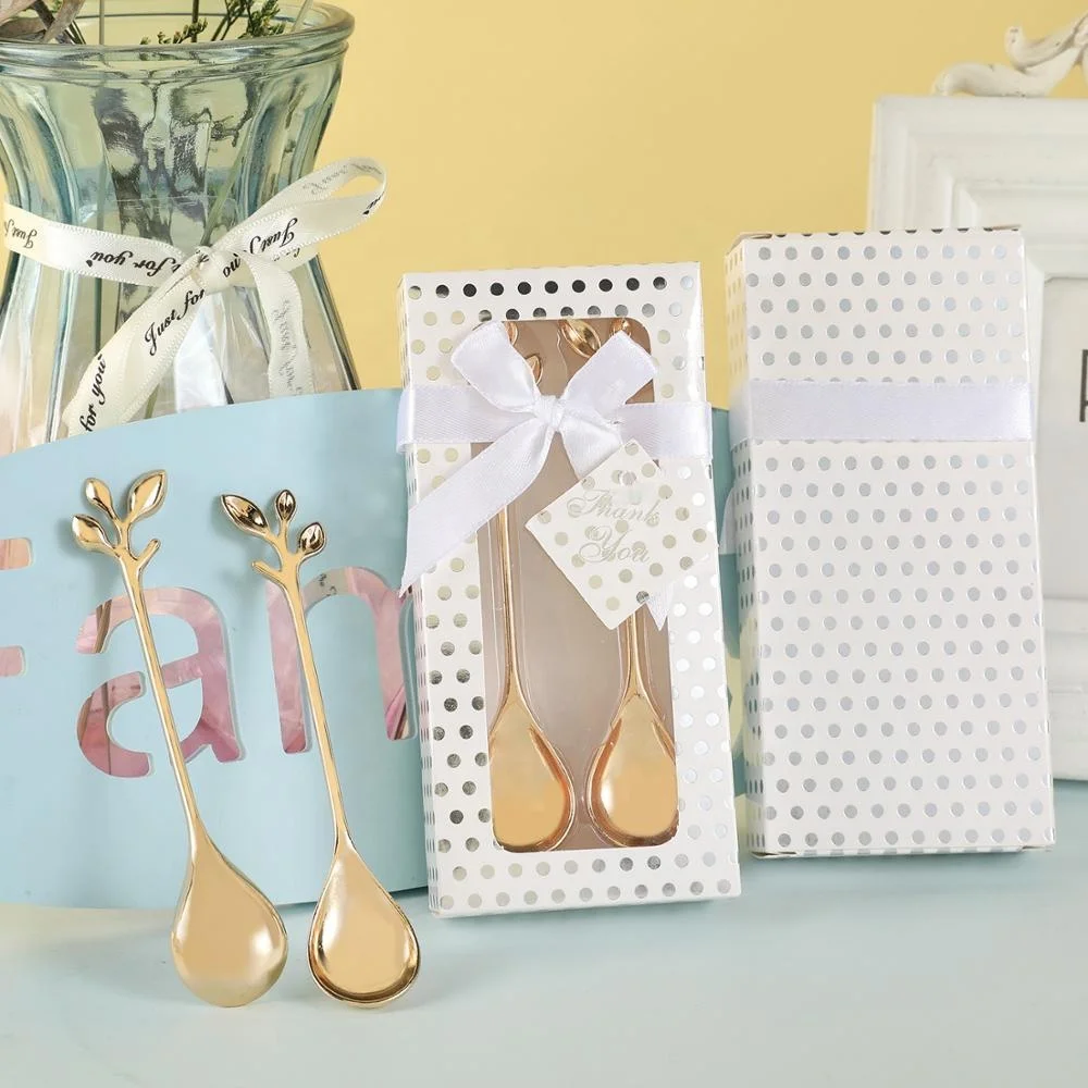 
Wholesale Stainless Steel Leaf Drink Tea Coffee Spoon Souvenirs Return Gifts Coffee Spoons For Guest 