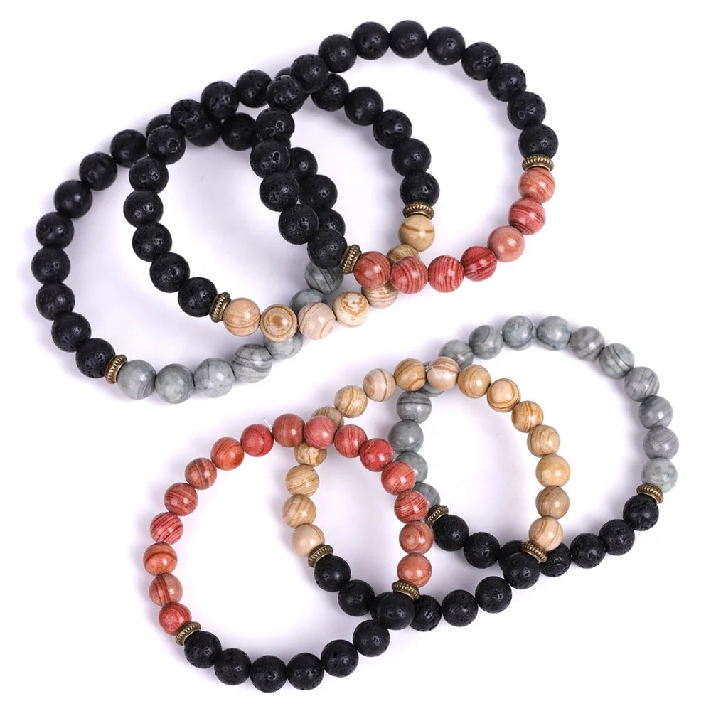 

Popular beads bracelet balance pearl reiki Buddha prayer volcanic stone muwen stone bracelet, Picture