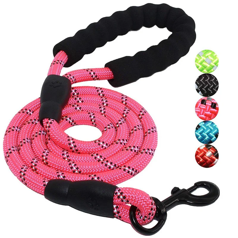 

The newest dog accessories decorative dog cllars leashes reflective customized Nylon climbing rope Pet dog leash, Blue/pink/red/black/green/purple/black green/black blue