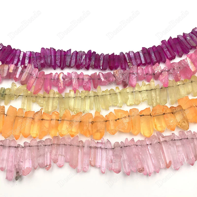 

High Quality Wholesale Stick Hand Cut Faceted Pointe Natural Crystal Point Bead Quartz Point Beads for Jewelry Making