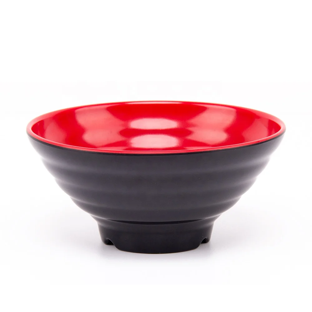 

Hot Selling  31 Oz Noodle Pasta Bowls Two Color Black and Red Japanese Ramen Bowls With melamine tableware