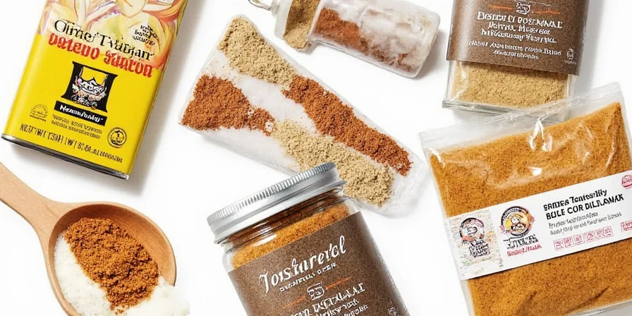 Different spice rub jars for Boston Butt
