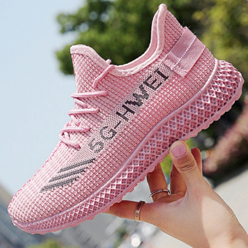 

Factory wholesale spring sports women's shoes fashion leisure trend sports shoes knitted breathable running ladies shoes