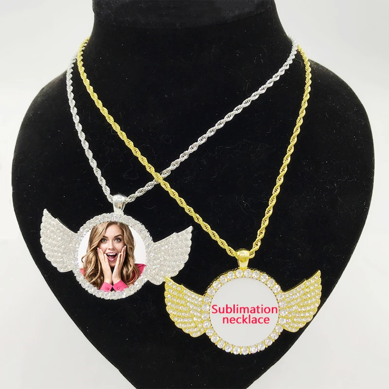 

Custom Jewellery Photo Picture Pendant Necklaces Hip Hop Bling Jewelry Sets Cz Cubic Zirconia Diamond Sublimation Necklace