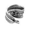 Trendy Antique Silver Cross Olive tree leaves Leaf wedding band Branch ring for women men Jewelry