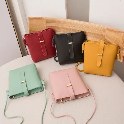 

Fashion small women pu leather shoulder bags customised bucket bag, Red, pink, black, yellow, green