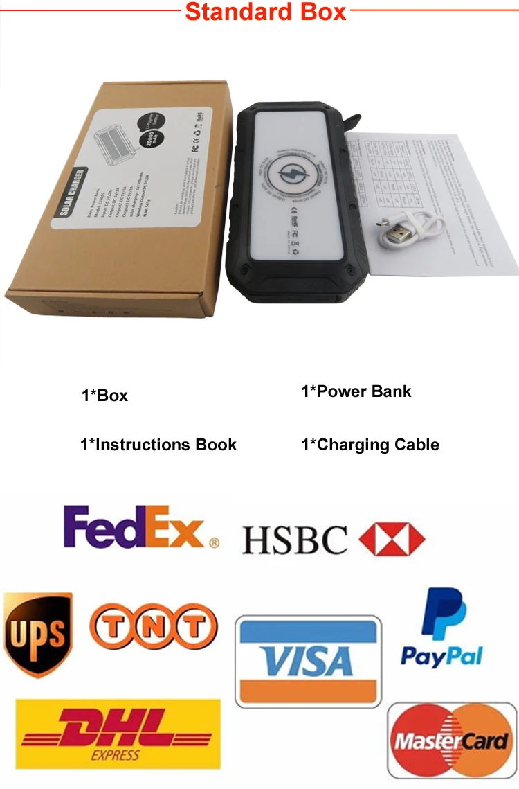 New Technology Products LED Lamp Wireless Power Bank IP65 Waterproof Qi 20000mAh Solar Power Banks For Travel - ANKUX.COM