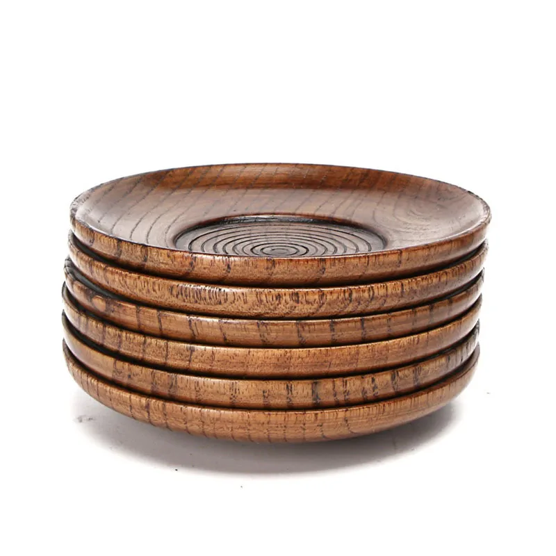 

Environmentally Friendly And Reusable Japanese Wooden Round Cup Saucer