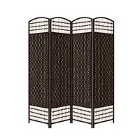 

Decorative Freestanding Black Brown Woven Design Wood Privacy Room Divider Folding Screen