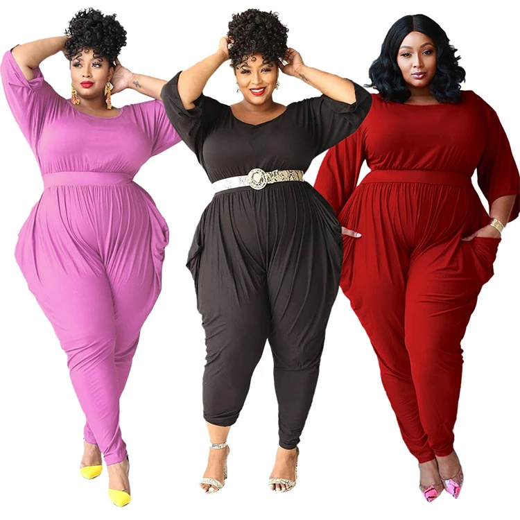 

Solid color half sleeve round neck casual home two piece set rompers ladies jumpsuit pants