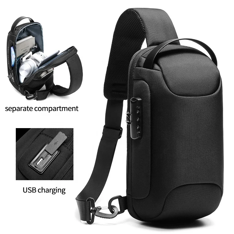 

2021 new factory wholesale waterproof fashion anti theft crossbody chest shoulder sling bag for men