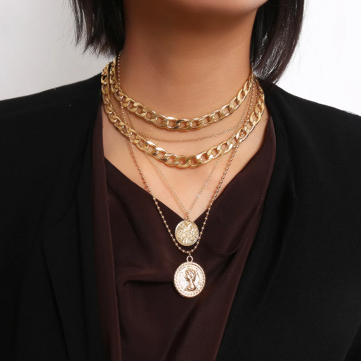 

New Trendy Gold/Silver Color Coin Pendant Necklaces For Women Jewelry 2021 Hot Selling Mothers Day Necklace