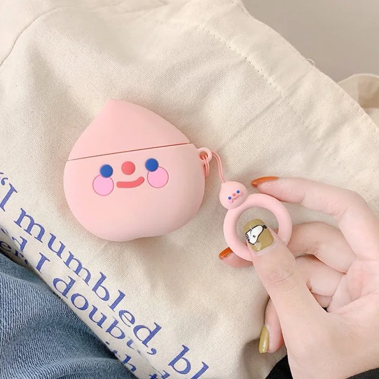 
Custom cartoon strawberry peach avocado waterproof silicone cover case for airpods 