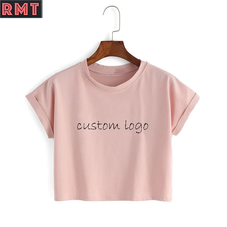 

Women Soft Comfortable T-shirt Custom Logo Short Sleeve Crop Top Cropped Tee, As your need