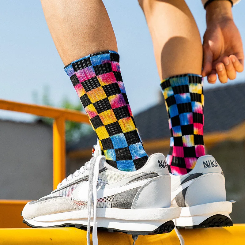 

Tie dye crew sock men custom logo design socks, As photo/can be customized