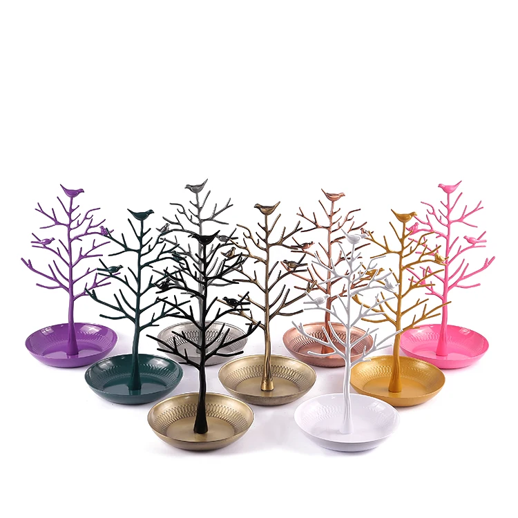 

Jewelry Display Stands Multicolor Metal Bird And Tree Shape Bracelet Stand Jewelry Holder, Purple, green, silver, black, white, brass, orange, rose gold, pink