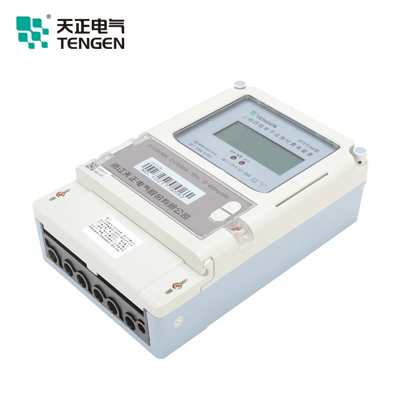 TENGEN Lowest Price Prepaid DTSY256 380V 1.5-6A LCD Electric digital 3 phase electric power electricity meter