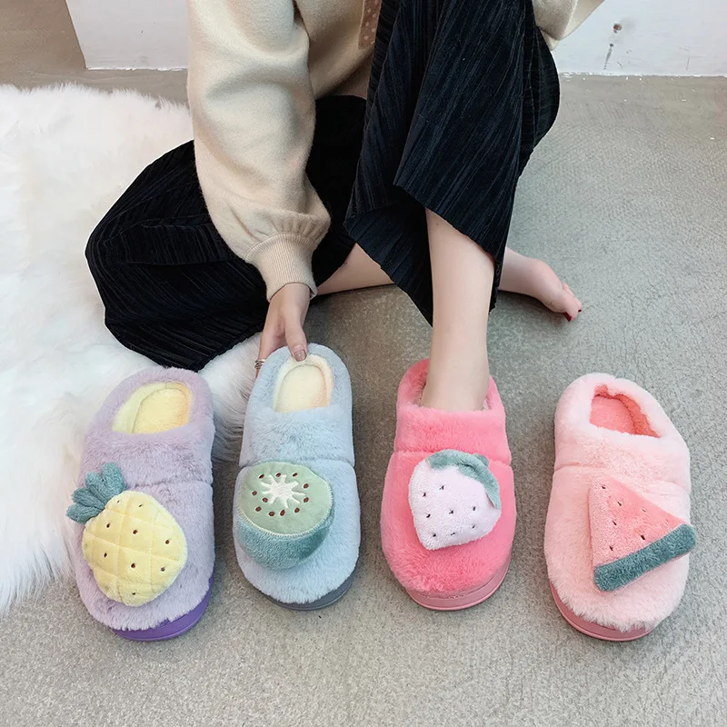 

Women Wedge Shoes Pink Faux Home Warm Wholesale Fashion Lady Fur Slippers, Picture
