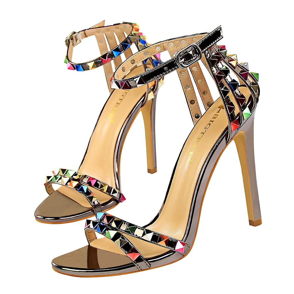 

Droshipping shoes China Wholesale Open Toe Heels Women Dress Shoes European Style Ankle Strap High Heel Shoes, White/silver/red/black/gold/pink/grey