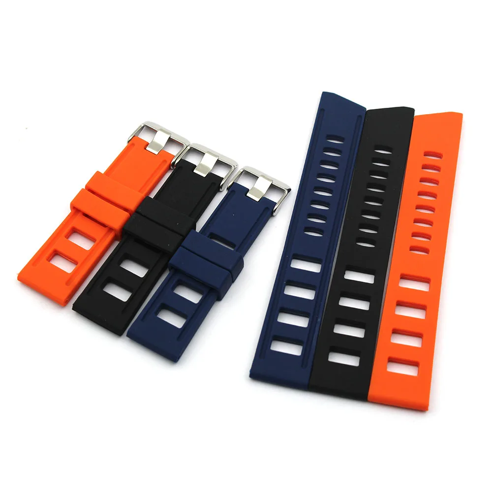 

Hotsale Black Blue Orange Silicone Watch Band 20mm 22mm Wholesale Rubber Strap