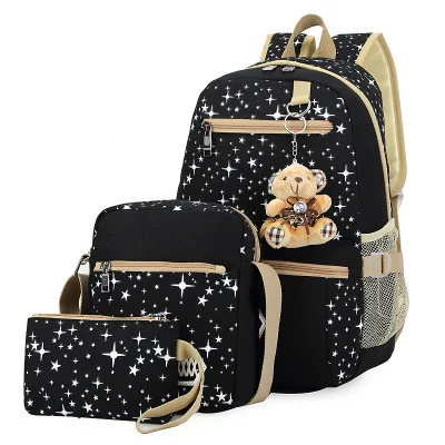 

Canvas handbag new women girls bear backpack school shoulder crossbody bag rucksack