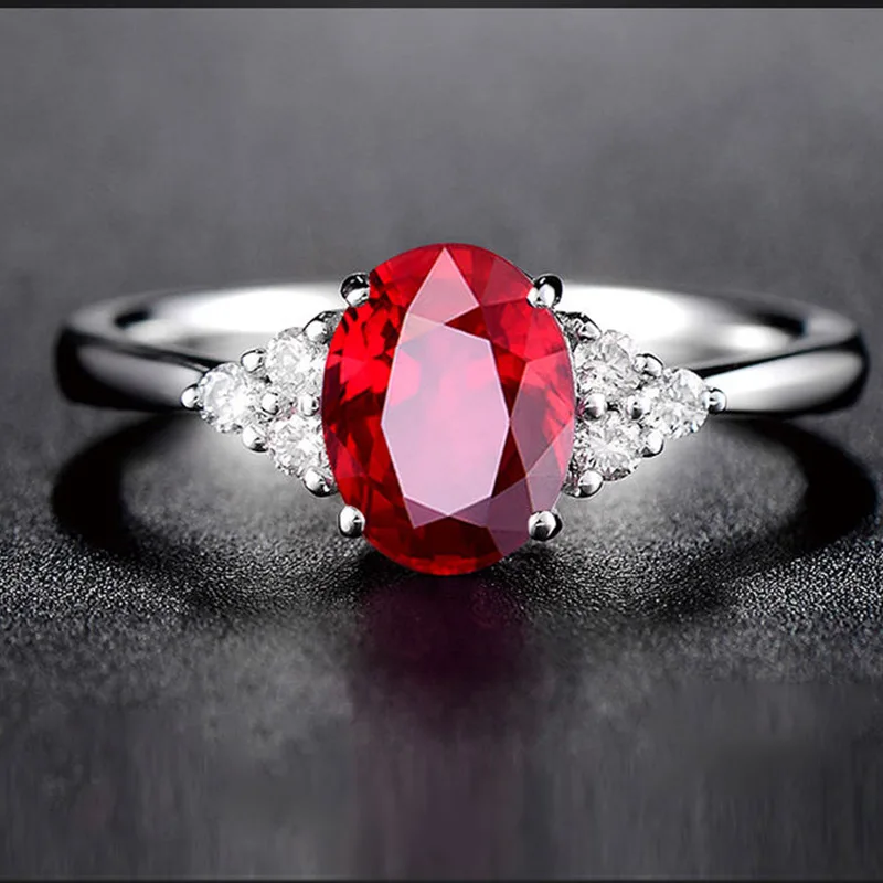 

Fashion Import China Goods Rose Gemstone Band Men 925 Silver 2021 Natural Couple Promise Red Ruby Ring