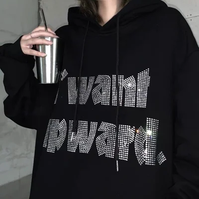 

high quality cotton sweatshirt custom hoddies brand print logo rhinestone embroidery men's hoodies