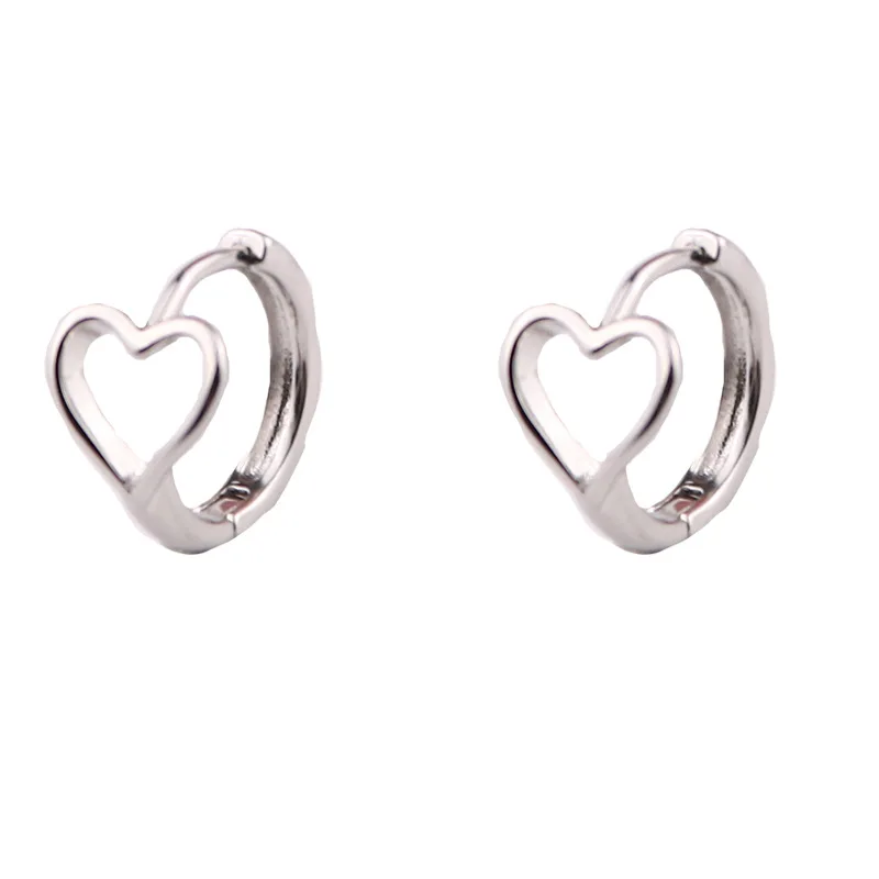 

2023 NEW INS 925 Sterling Silver Heart shape hoop earrings jewelry for women