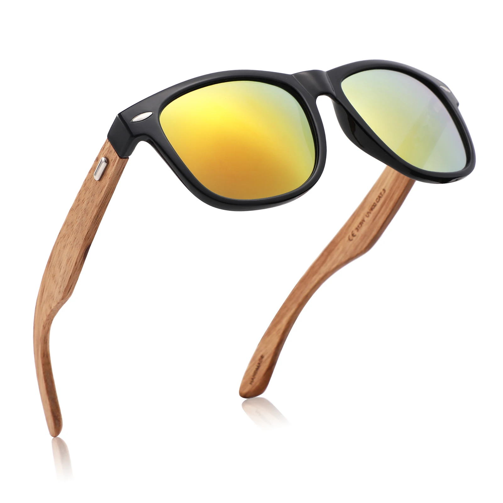

Classical Promotion Wholesale Custom Logo Wooden Leg Men Sun Shades PC UV400 Eco friendly Wood Sun Glasses, Custom colors