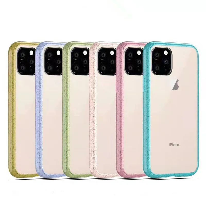 

Wheat Straw Bumper TPU Cover Phone Case For iPhone 12 mini 12 11 Pro Max Xs Xr Xs Max 7 8 Plus Transparent Back Cover, Multi colors