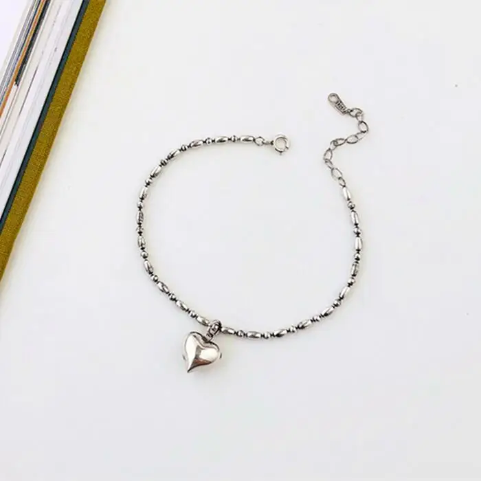 

wholesale 925 sterling silver jewelry love heart charm bracelet for women
