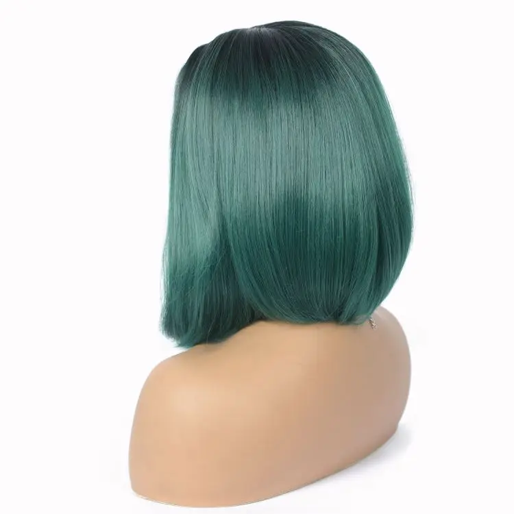 

high temperature fibre Synthetic wig, short bob Brazilian wigs lace front,buying wigs from china, T1b-green