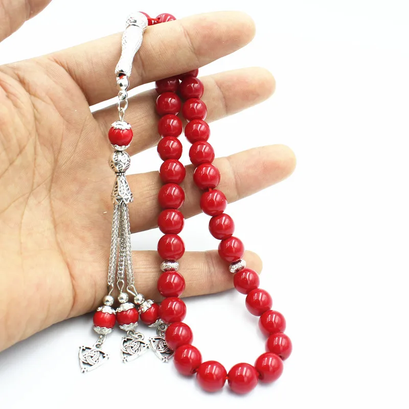 

Tasbih Beads Luxury Style Muslim Prayer 33 PCS Red Stone Link Bracelet