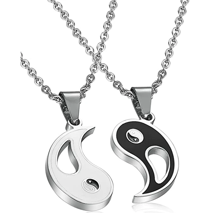

Fashion 2pcs Pendant Necklace for Women Men Personalized Matching Necklace for Couples Yin Yang Necklace, Picture shows