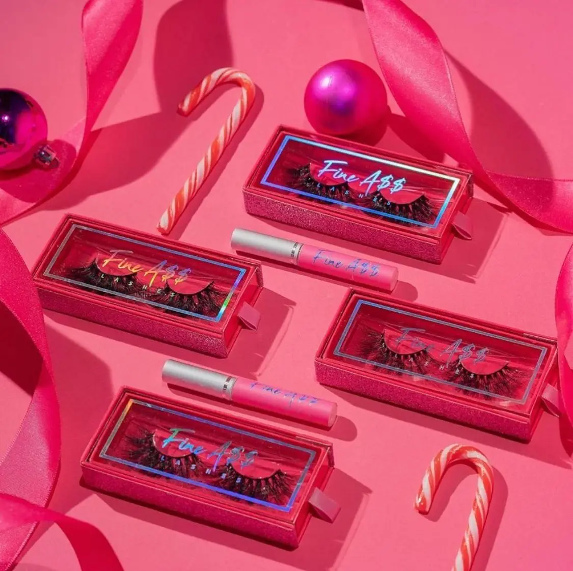 

Whole Sale Fluffy 25Mm Luxury Mink Eyelash 5D Vegan Mink Empty Eyelash Vendor red color Packaging Box