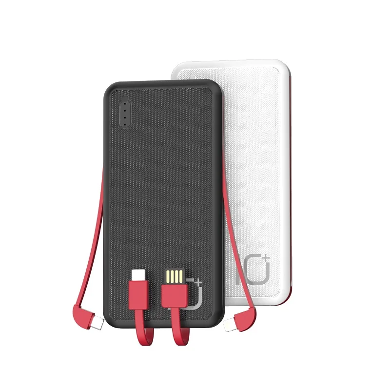 

10000mAh Mobile Phone Battery PSE For iPhone/Micro/Type-C Built-in Cables Charging Bank Power, White, black, pink, light blue