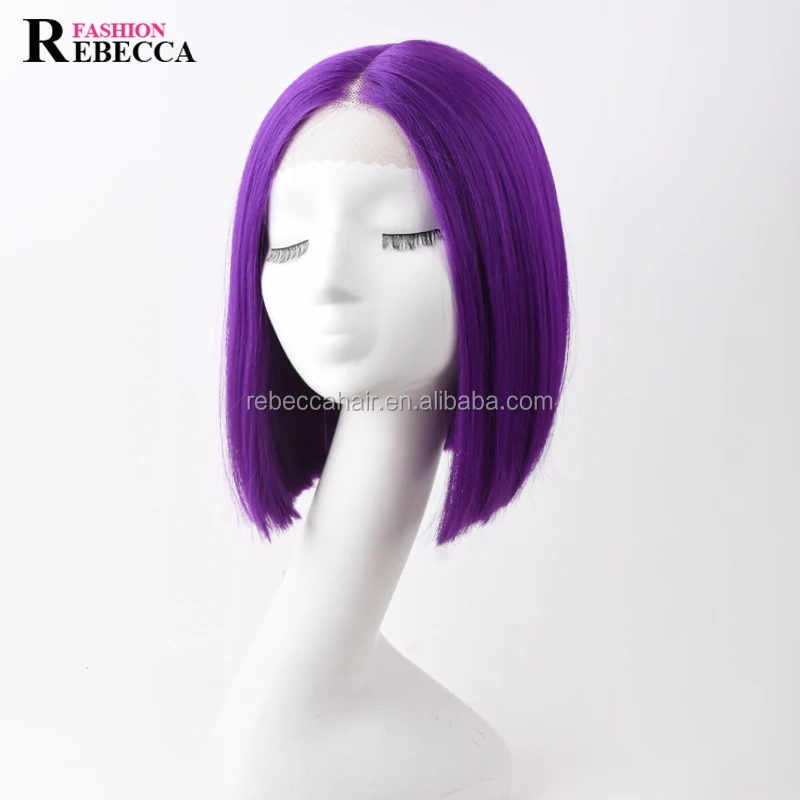 

Rebecca fashion hd cheap short lace front synthetic hair bob wigs for women synthetic wig with lace front, Blue, yellow, red, purpple, green, pink