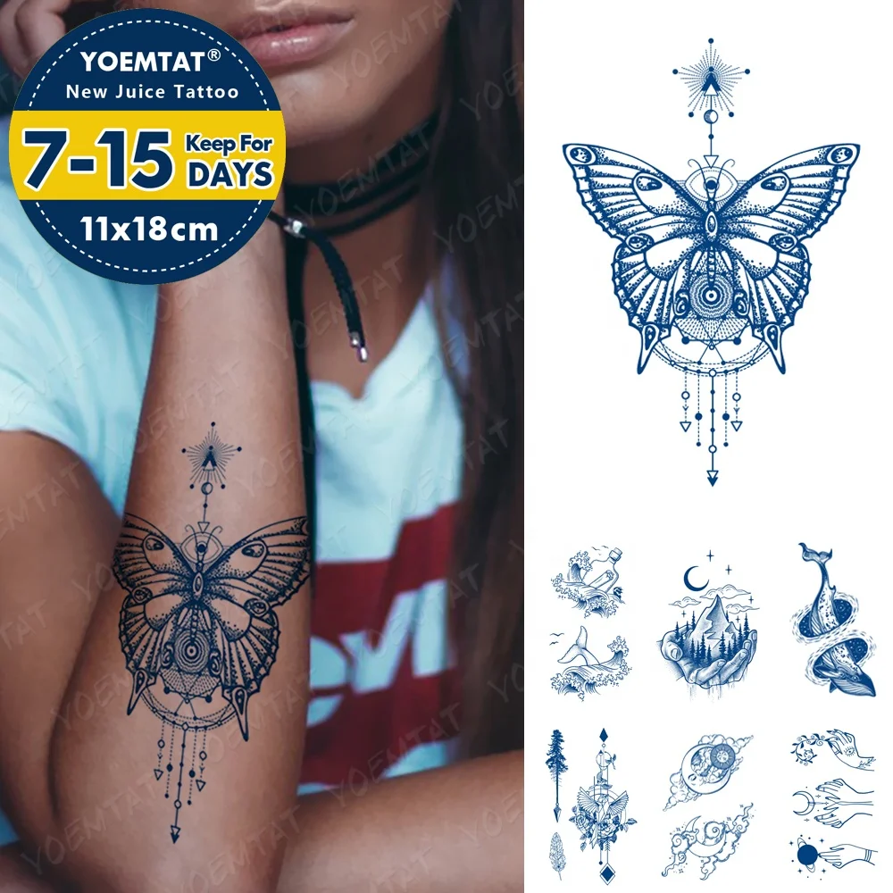 

New design butterfly beauty arm temporary tattoo sticker for girl, Cmyk